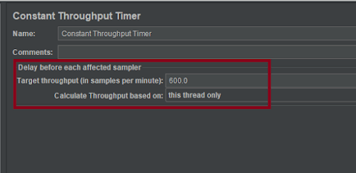Screenshot of Constant Throughput Timer